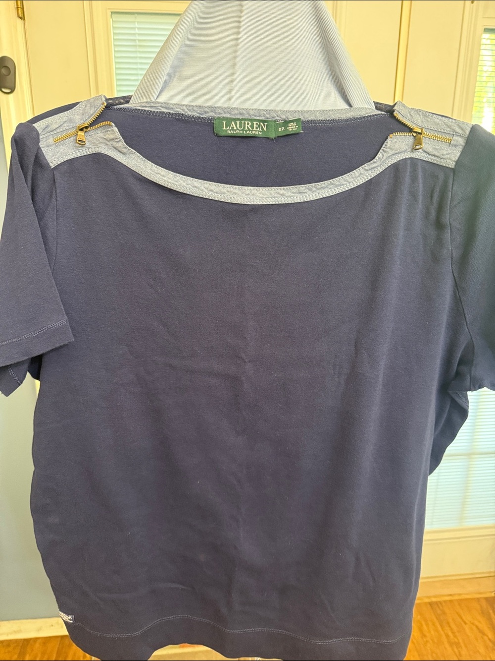 Ralph Lauren Navy Tee with Light Blue Trim